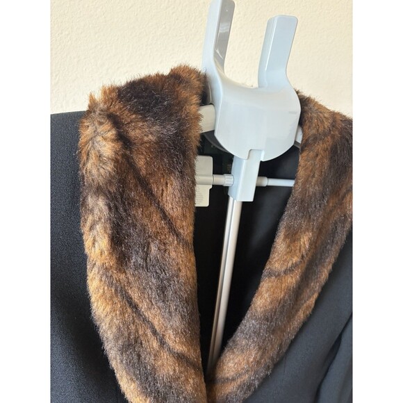 VTG Lauren Ralph Lauren Blazer Coat Worsted Wool Black Lined Faux Fur Collar Sz8 - Picture 2 of 9
